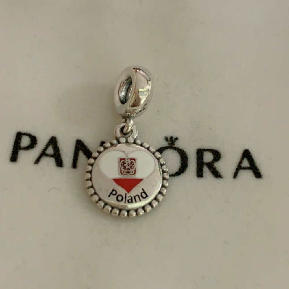 Pandora Poland Flag Exclusive Dangle Charm Pendant /Exclusive Enamel Dangle